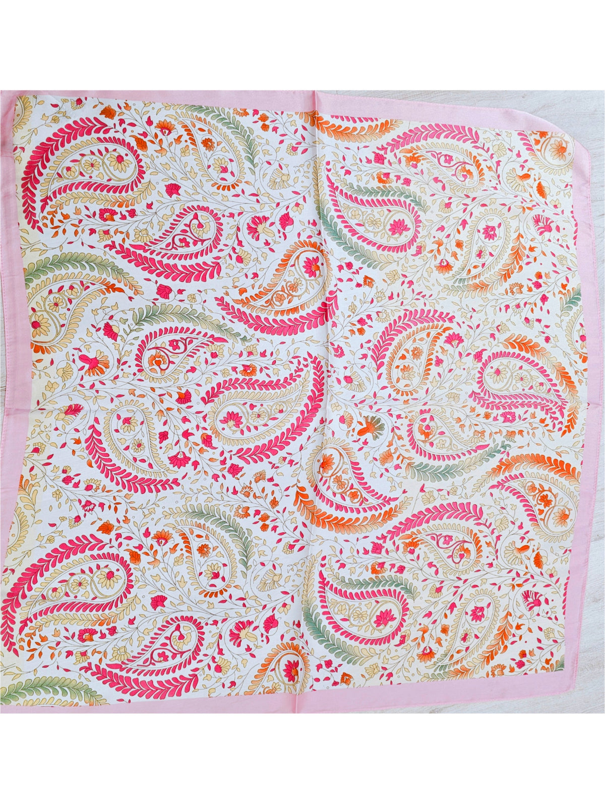 Damen Nickituch - Kleiner Schal - Carrétuch - Pink - Rosa - Beige - Grün - Paisleymuster - 68cm x 68cm