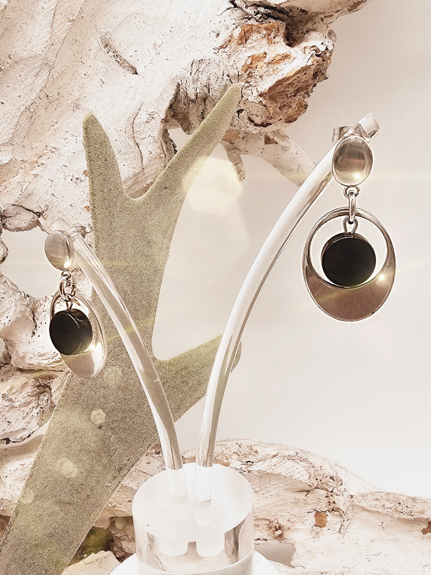 Ohrringe aus Edelstahl mit Onyx