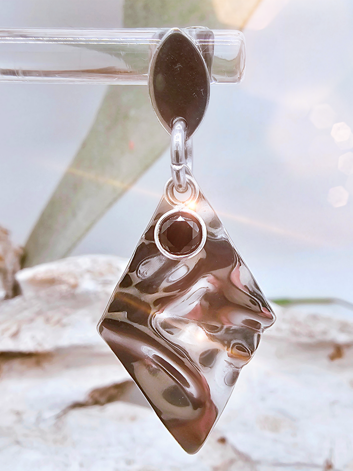 Ohrringe Ohrstecker Ohrhänger / Edelstahl mit ONYX Schwarz / lang