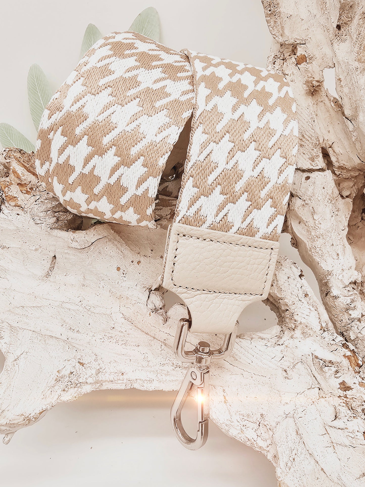 TASCHENGURT Schultergurt Taschenriemen / CAMEL BEIGE / breit / Pepita