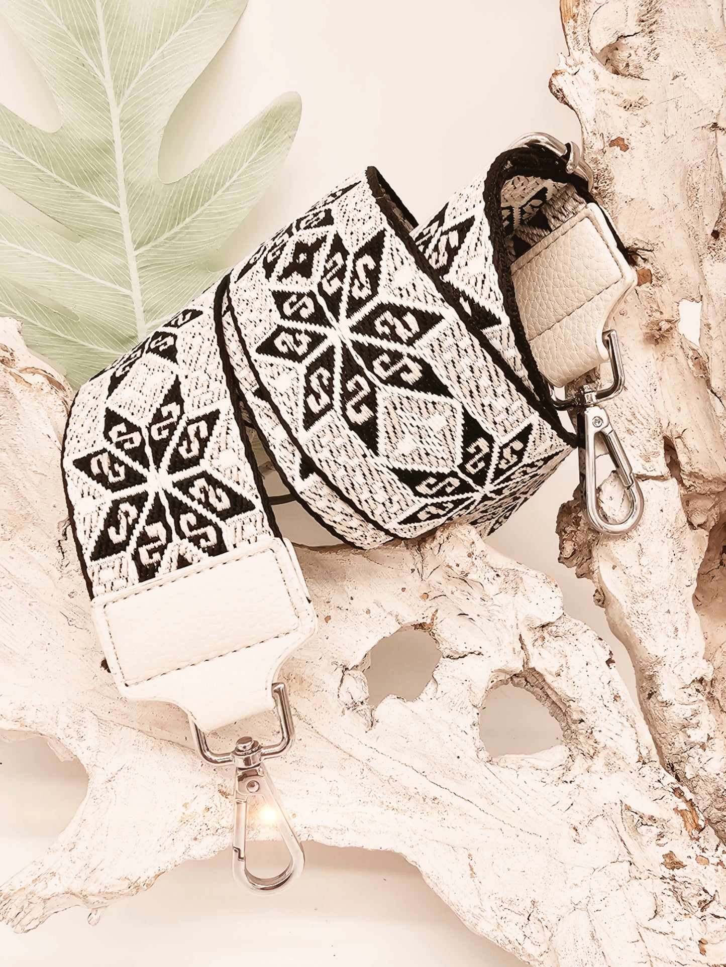 taschengurt beige schwarz mit muster