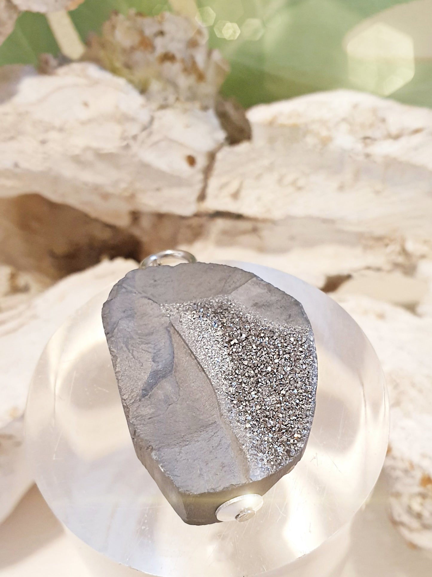 Achat Anhänger mit Druse Silber beschichtet