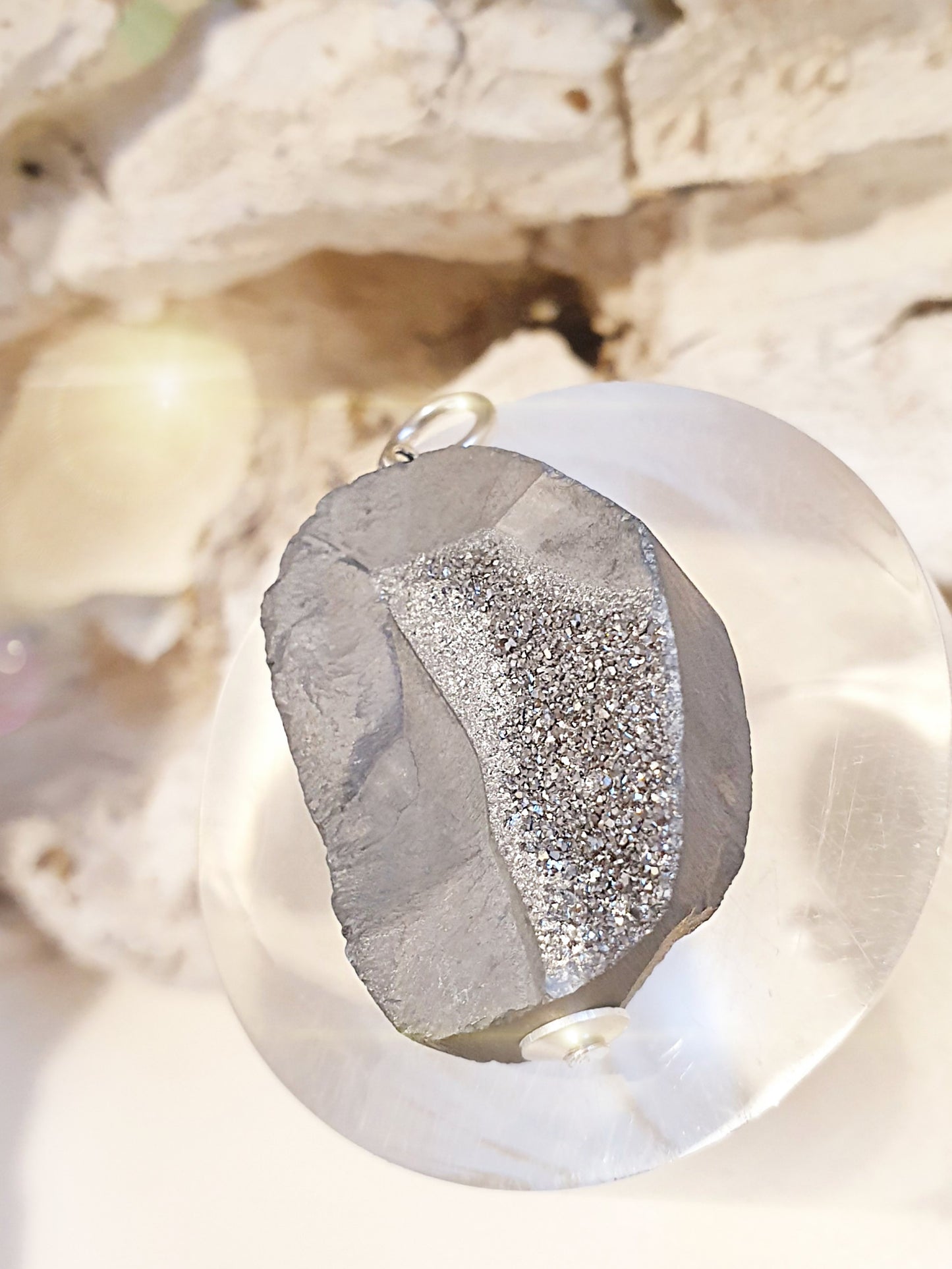 Achat Anhänger mit Druse Silber beschichtet