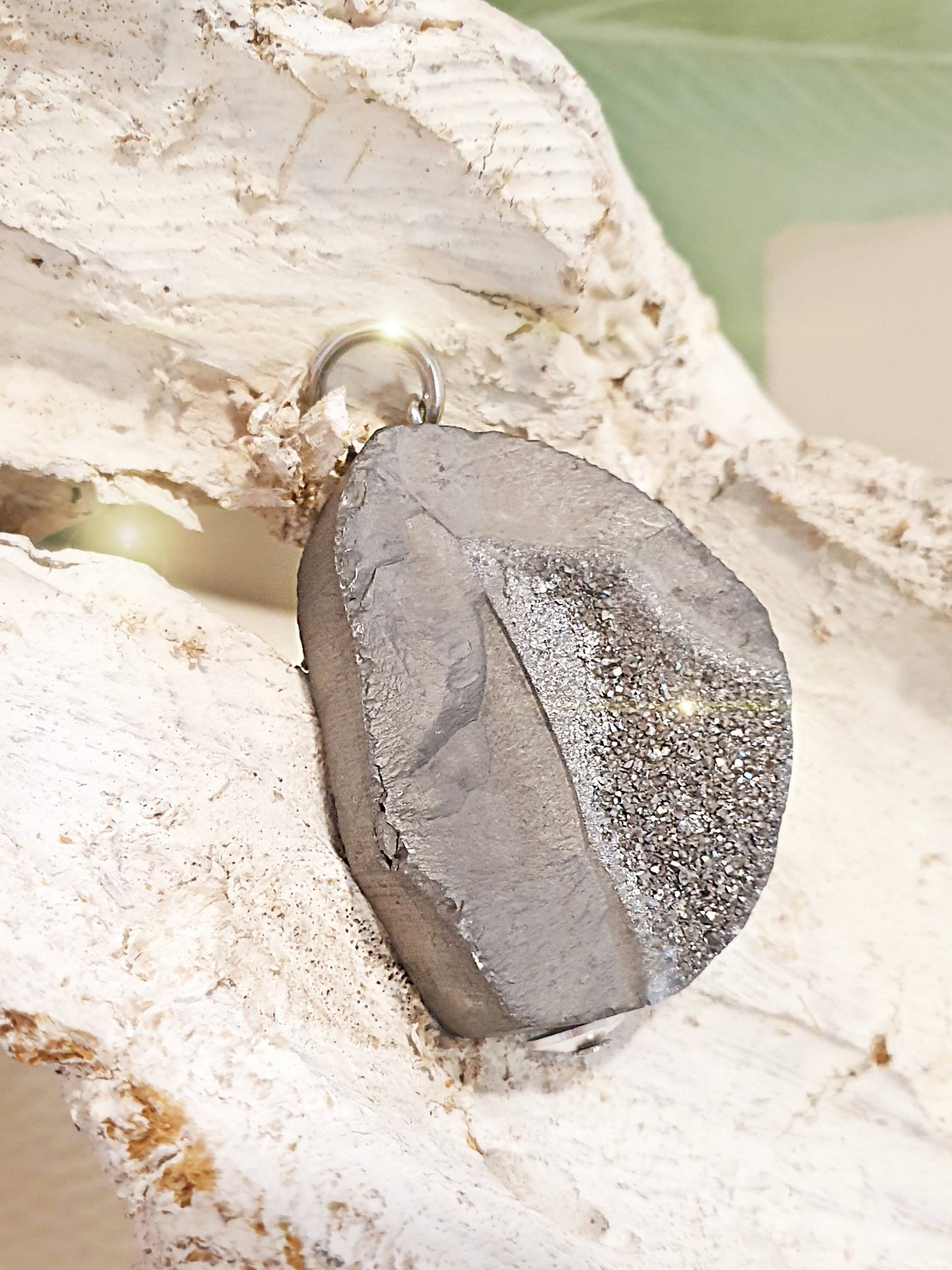 Achat Anhänger mit Druse Silber beschichtet