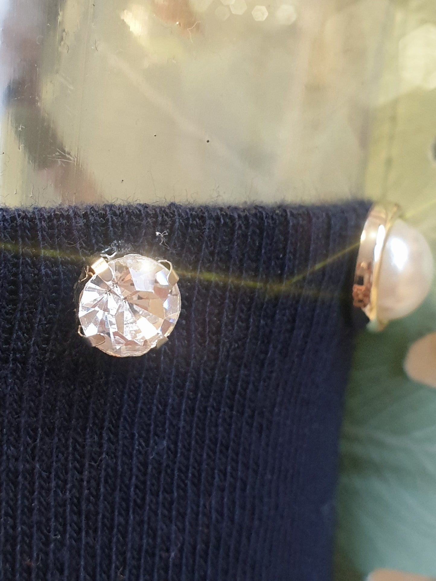 Socken mit Strass und Perlen in Blau