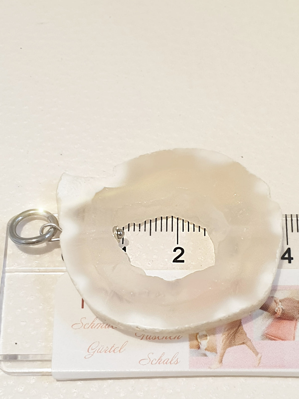 Achat Anhänger Scheibe Weiß