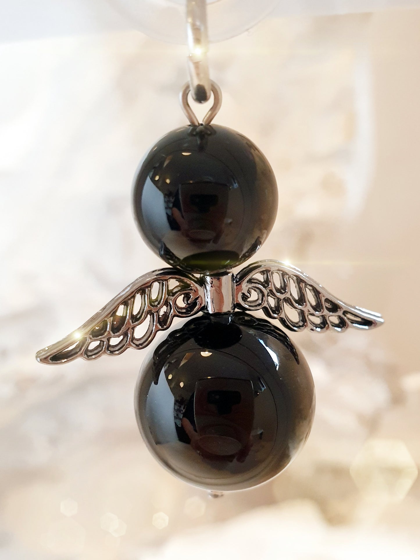 schutzengel Engel Anhänger Onyx Schwarz