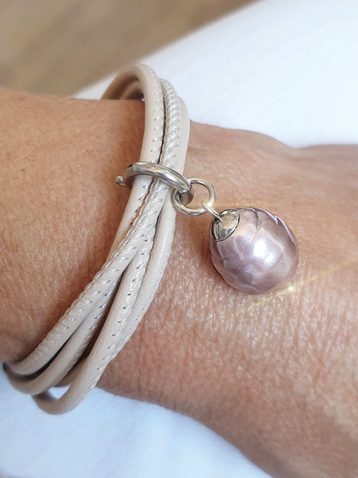 Anhänger Charm Perle groß Rosa