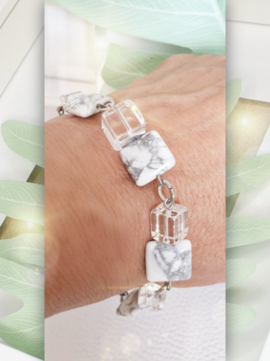 Armband mit Bergkristall und Magnesit