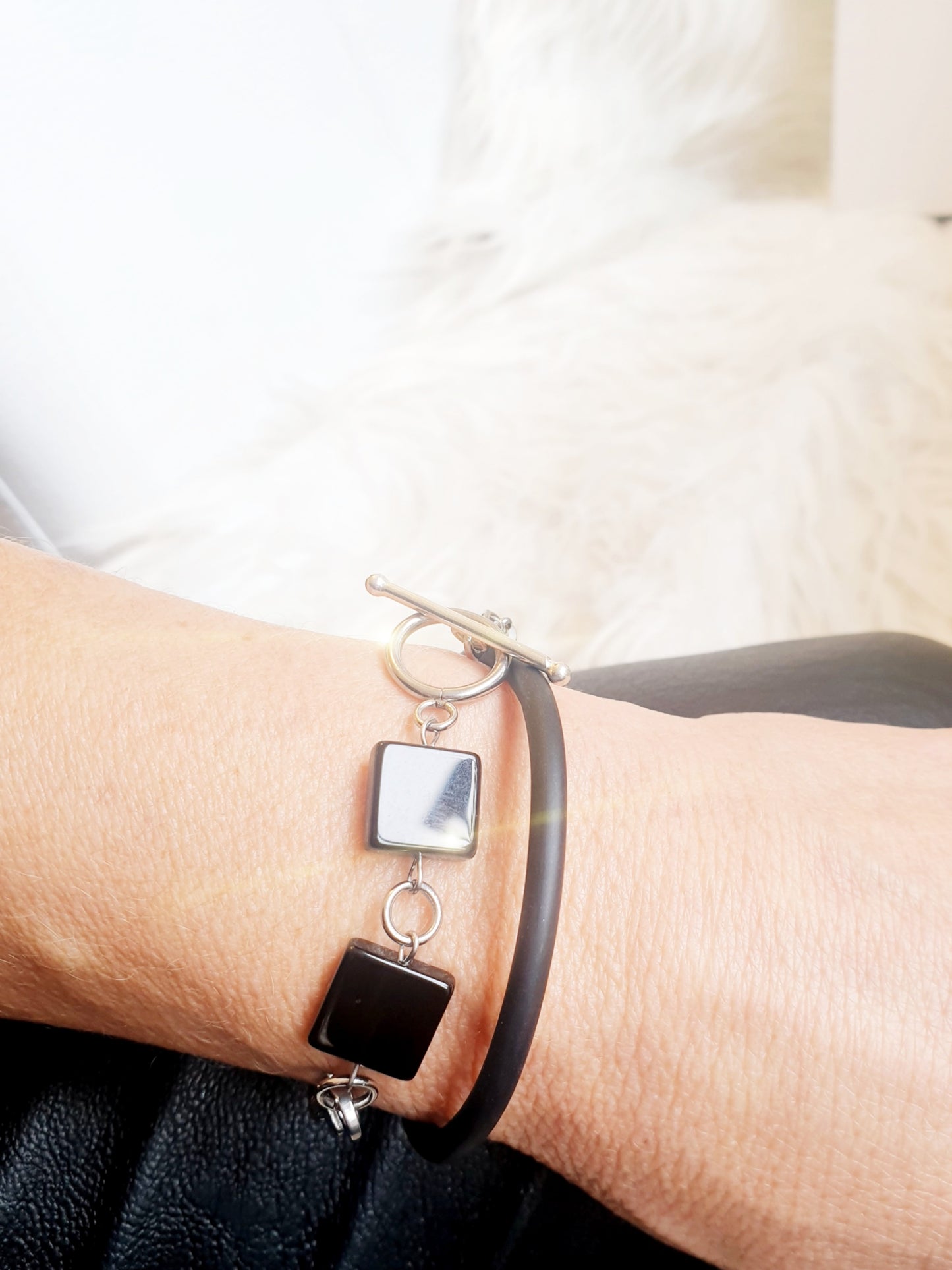 Wechselarmband mit 3 Elementen zum Austauschen Onyx