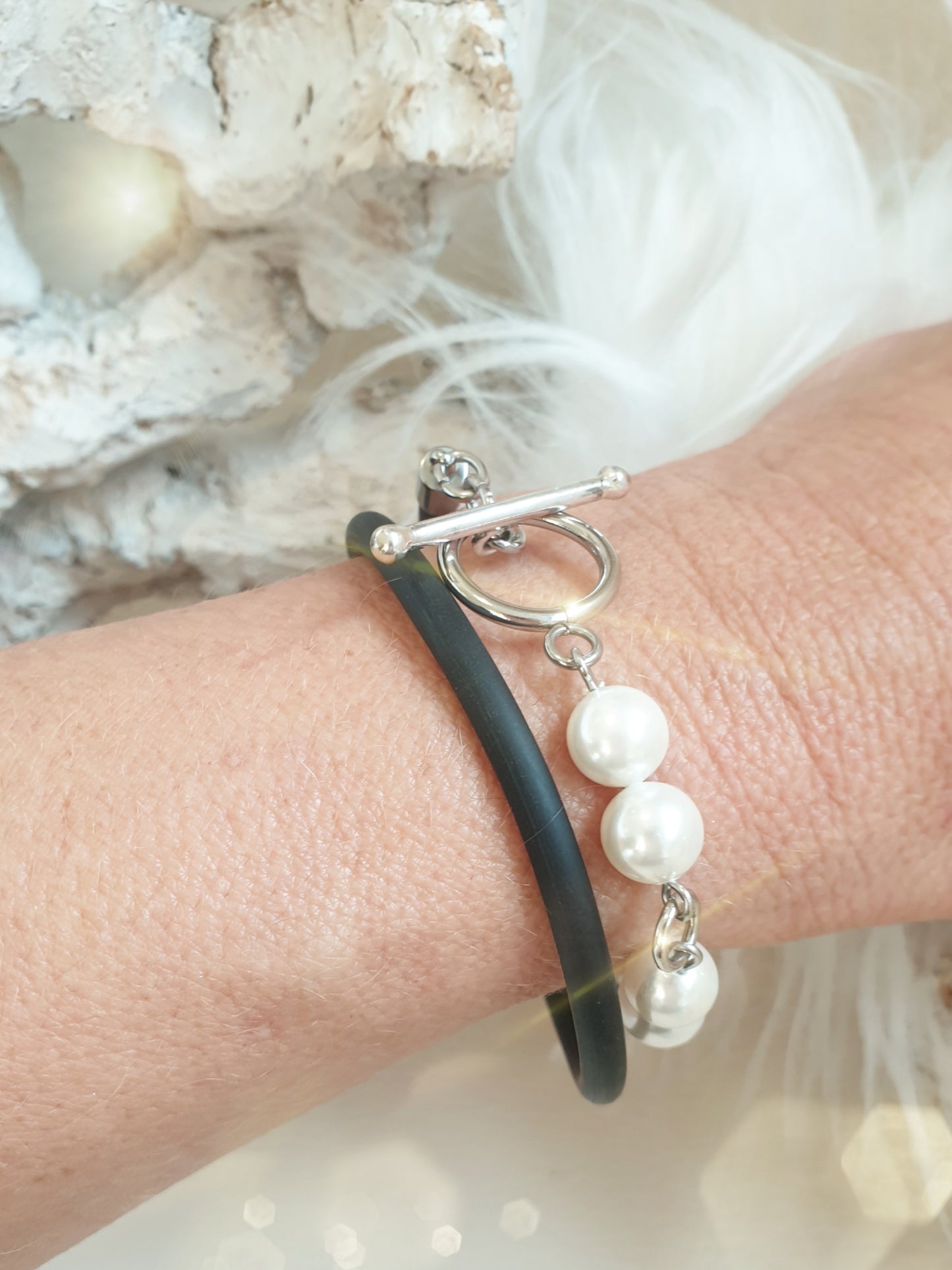 Wechselarmband mit 3 Elementen zum Austauschen Perle