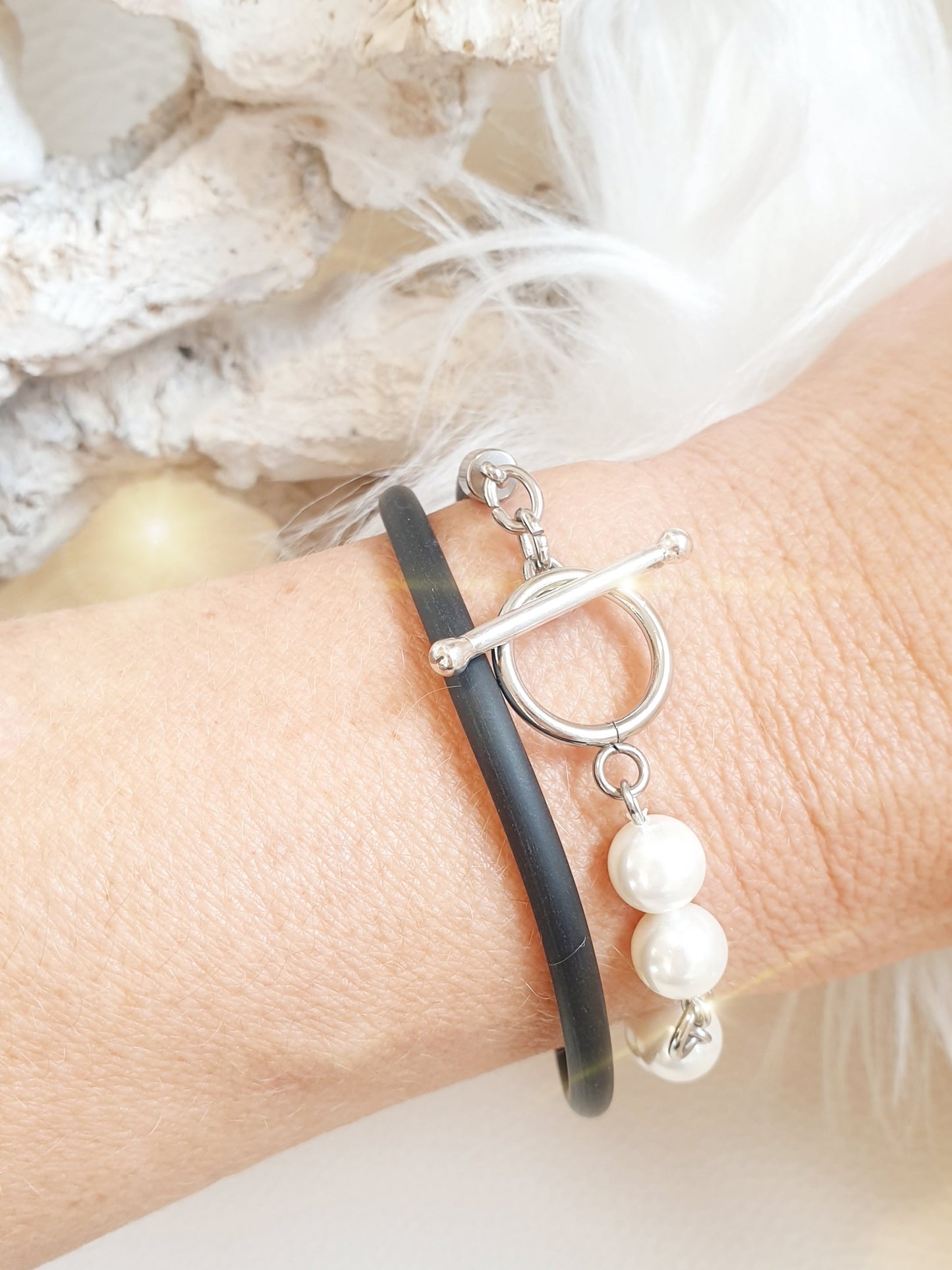 Wechselarmband mit 3 Elementen zum Austauschen Perle