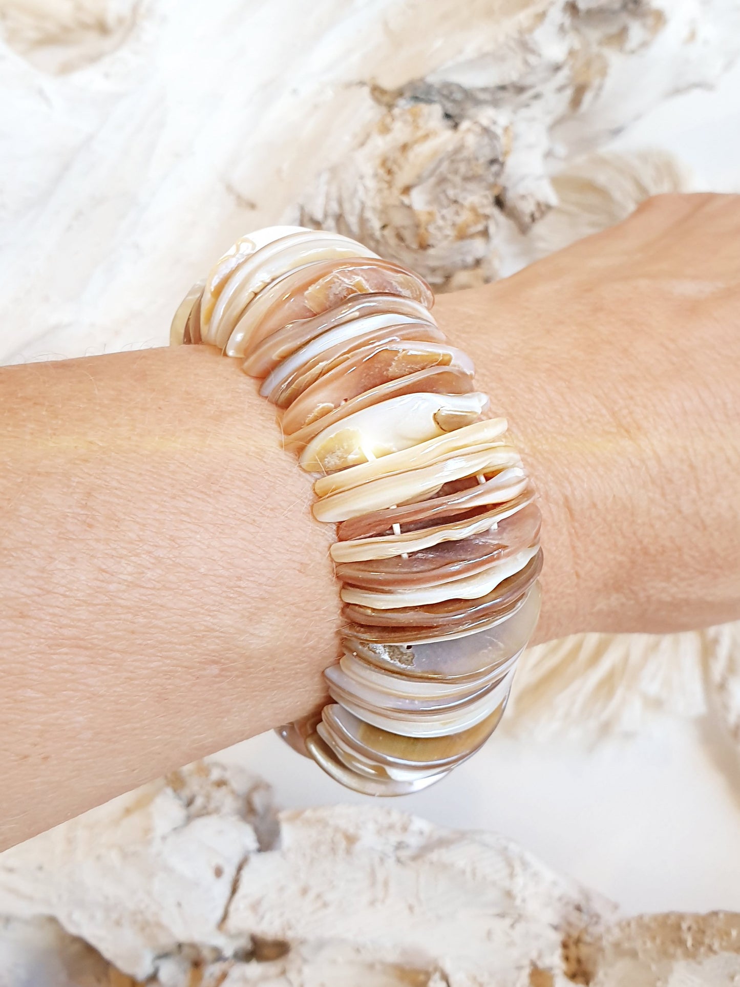 Muschelarmband in Beige Natur
