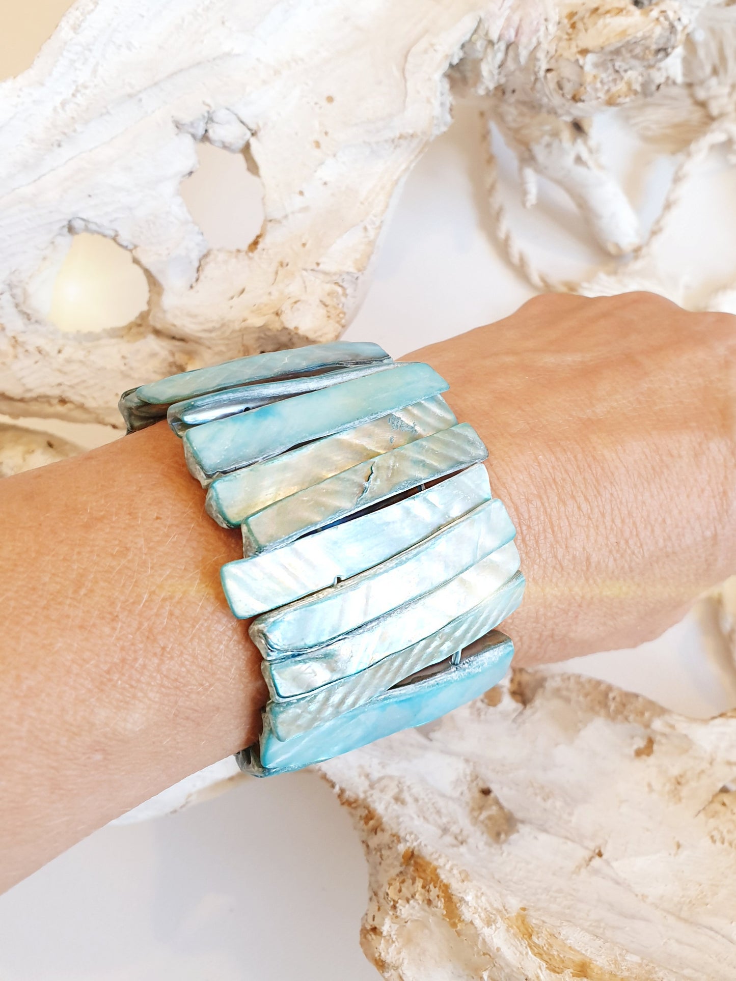 Muschelarmband in Türkis