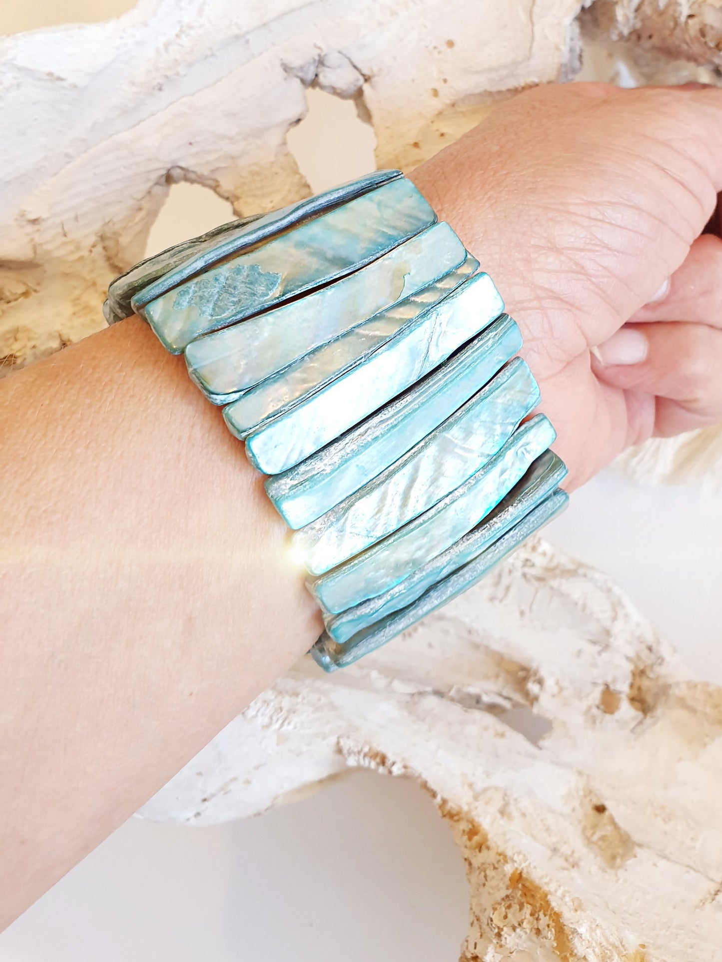Muschelarmband in Türkis