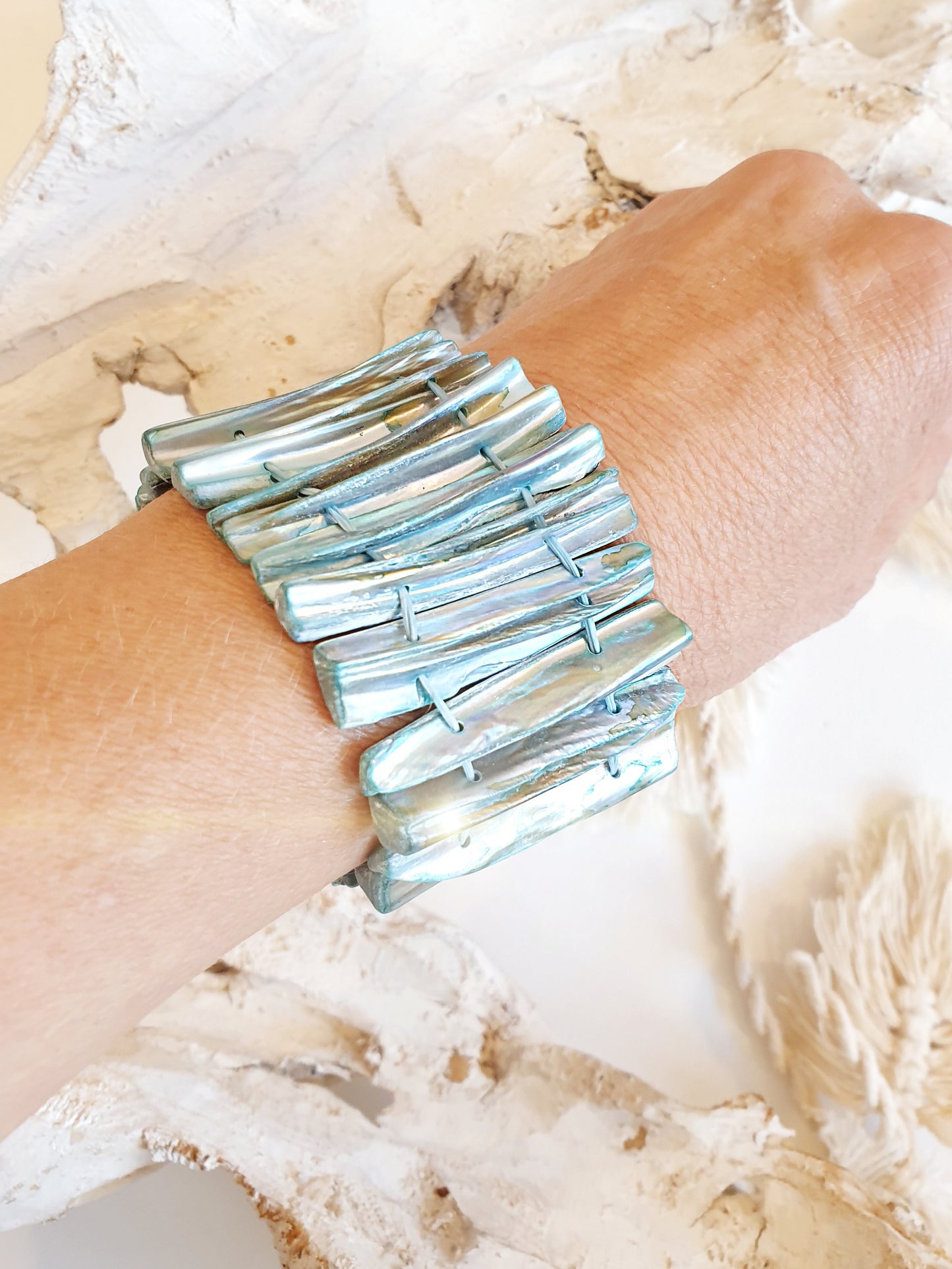 Muschelarmband in Türkis