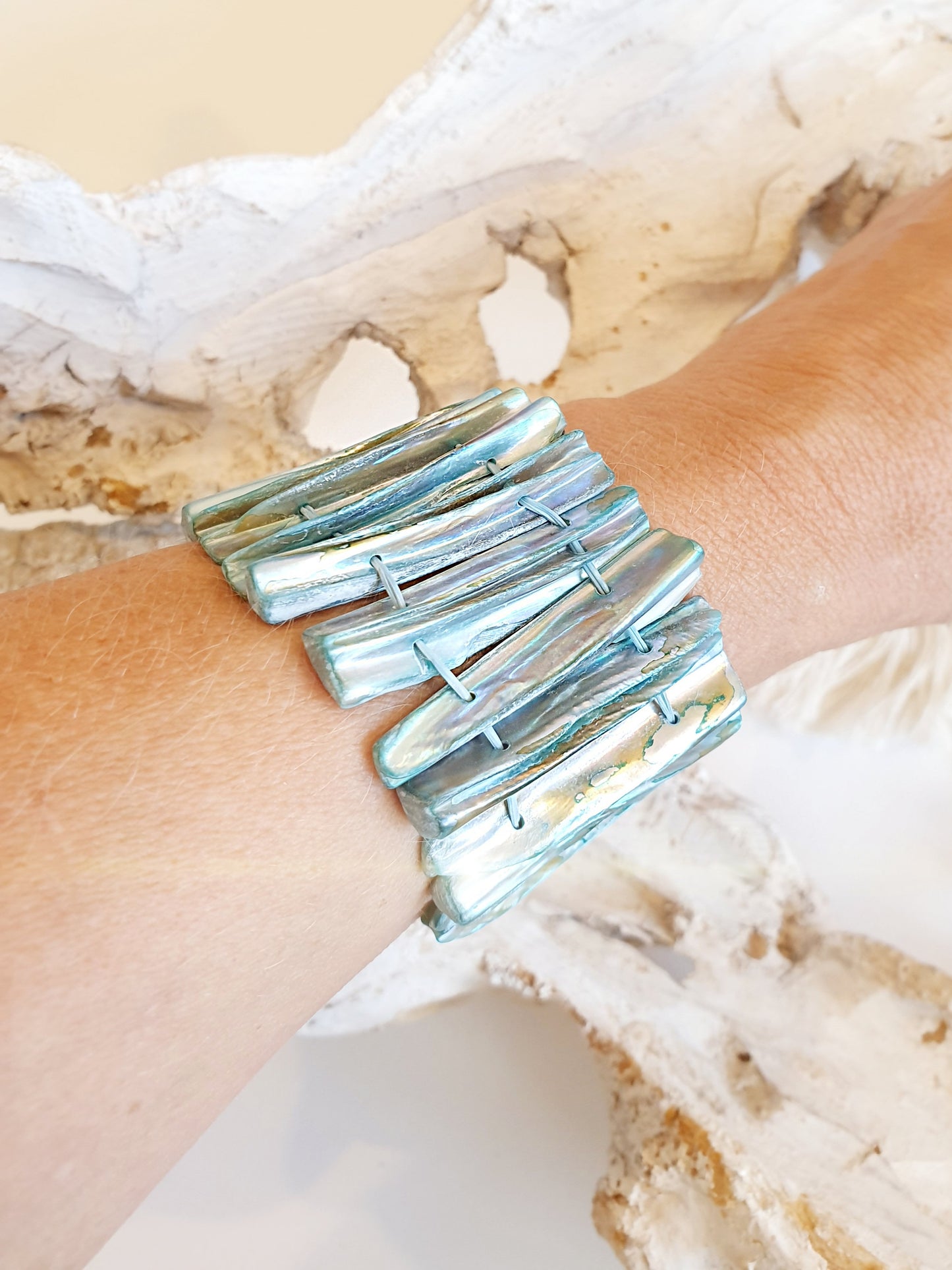 Muschelarmband in Türkis