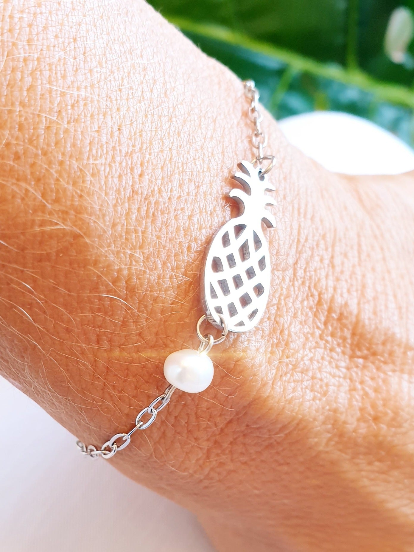 Sommerarmband mit Ananas und Süßwasserperle