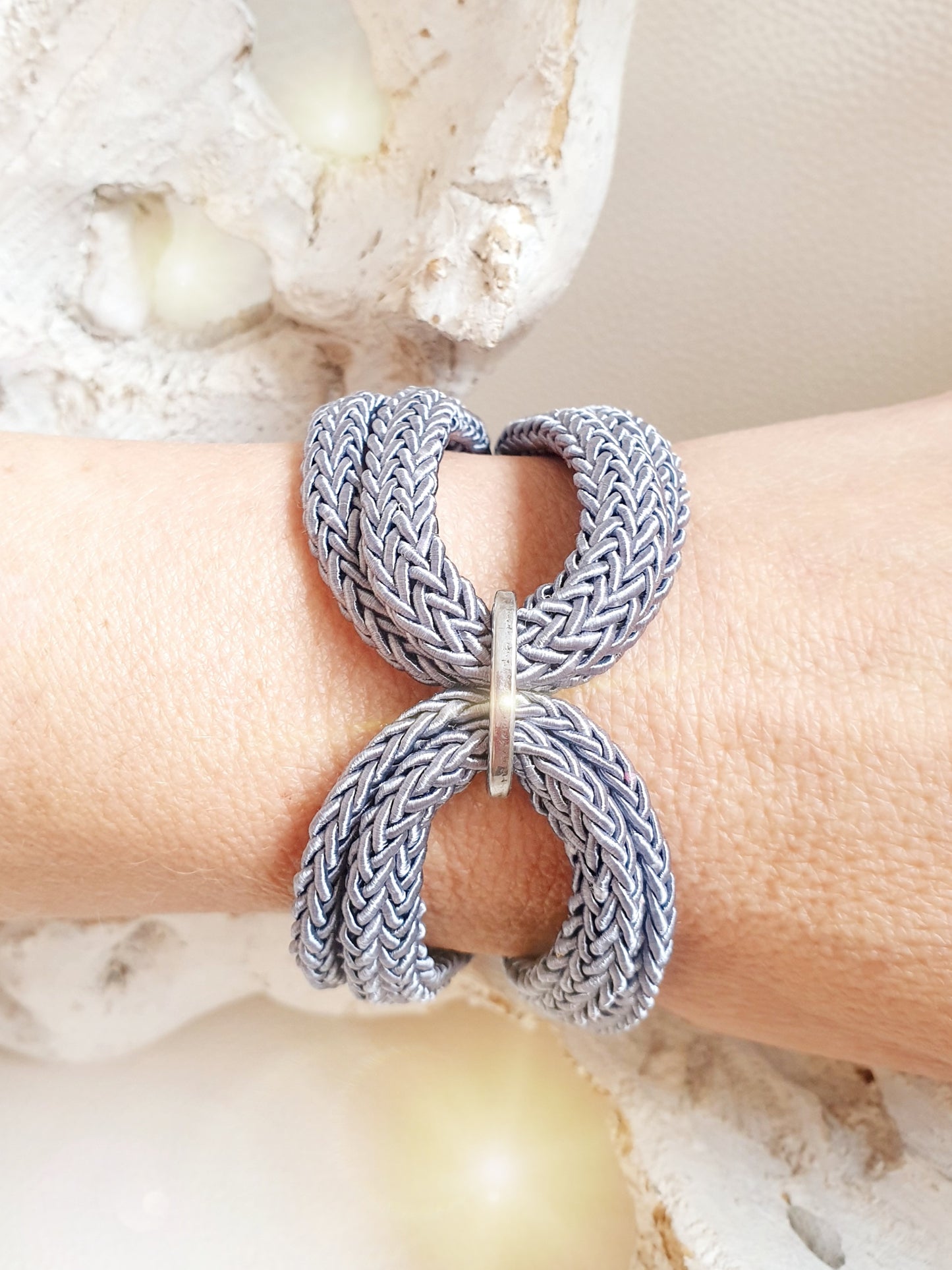 Armband aus textilem Seil in Jeansblau