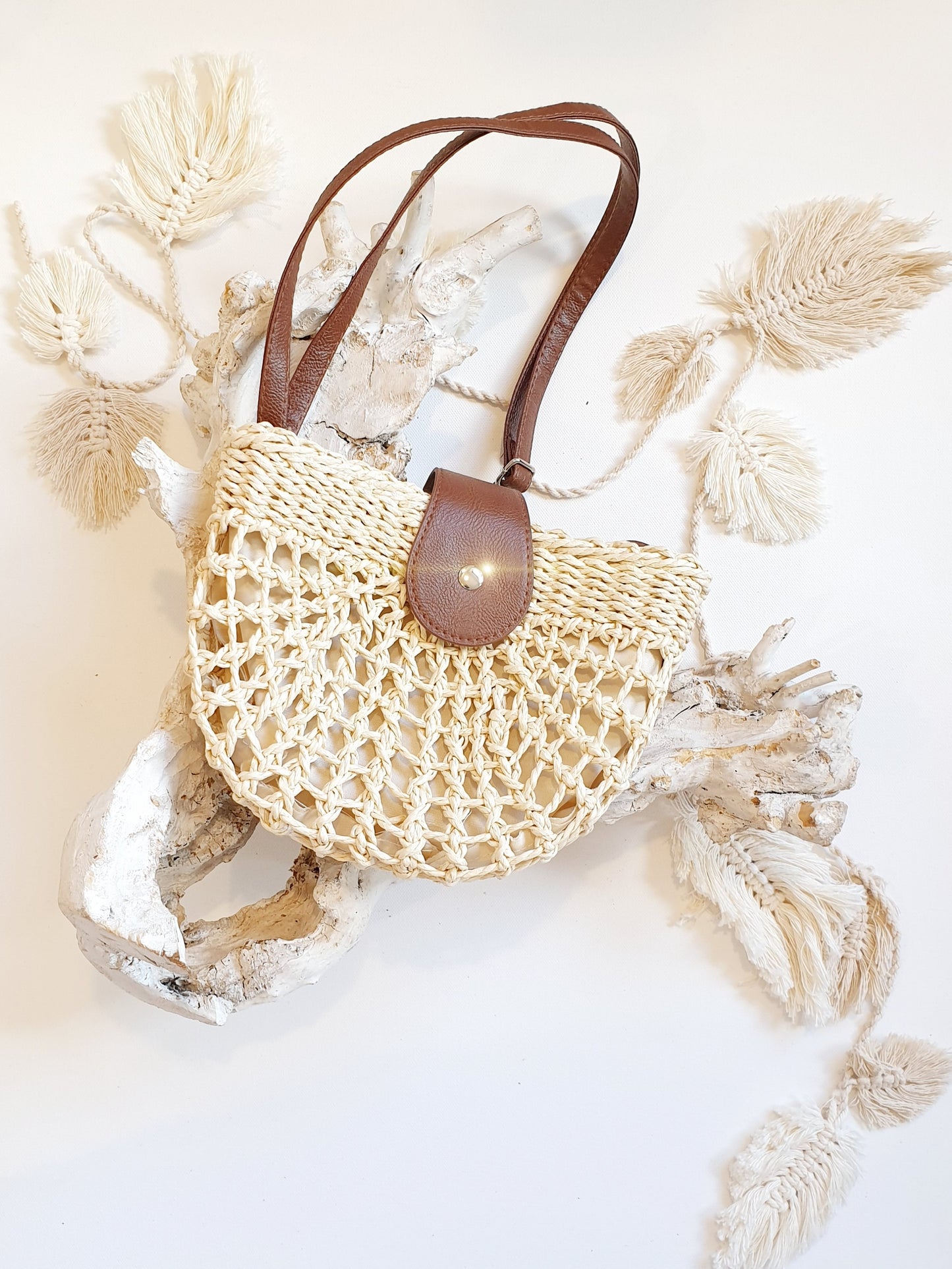 Tasche Basttasche Umhängetasche Korbtasche / klein / Natur Beige