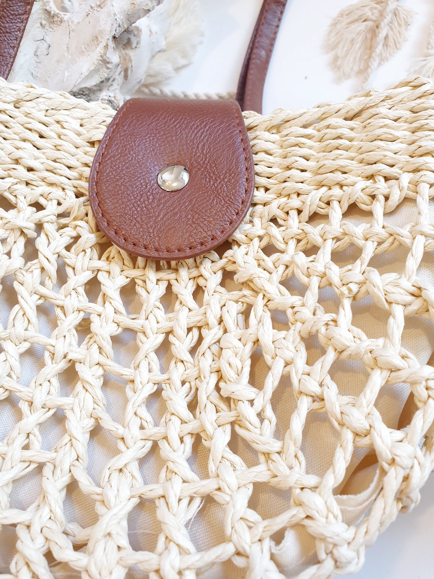 Tasche Basttasche Umhängetasche Korbtasche / klein / Natur Beige