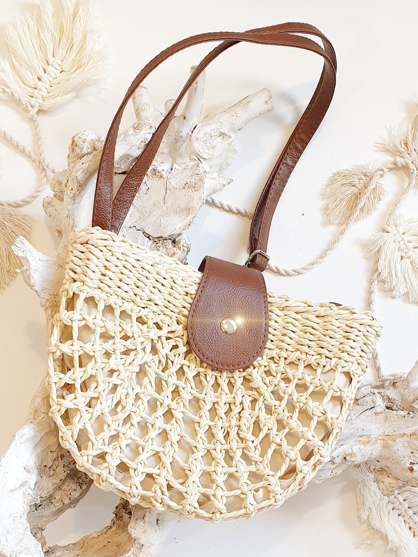 Tasche Basttasche Umhängetasche Korbtasche / klein / Natur Beige