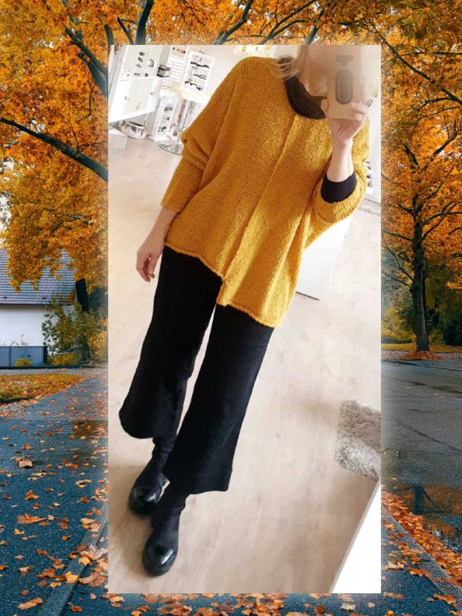 PULLOVER Oversize Pulli / SENFGELB / Boucléwolle