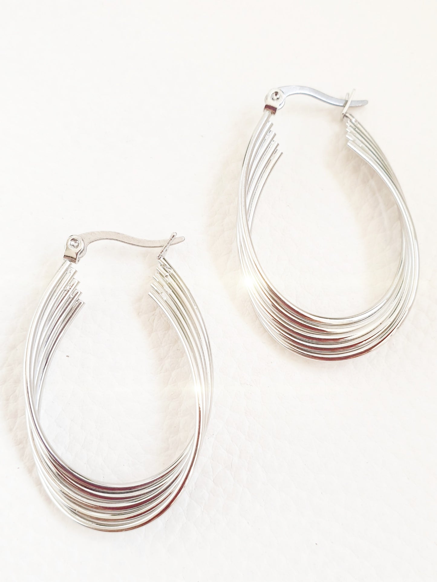 Creole aus Edelstahl oval mehrfach in Silber