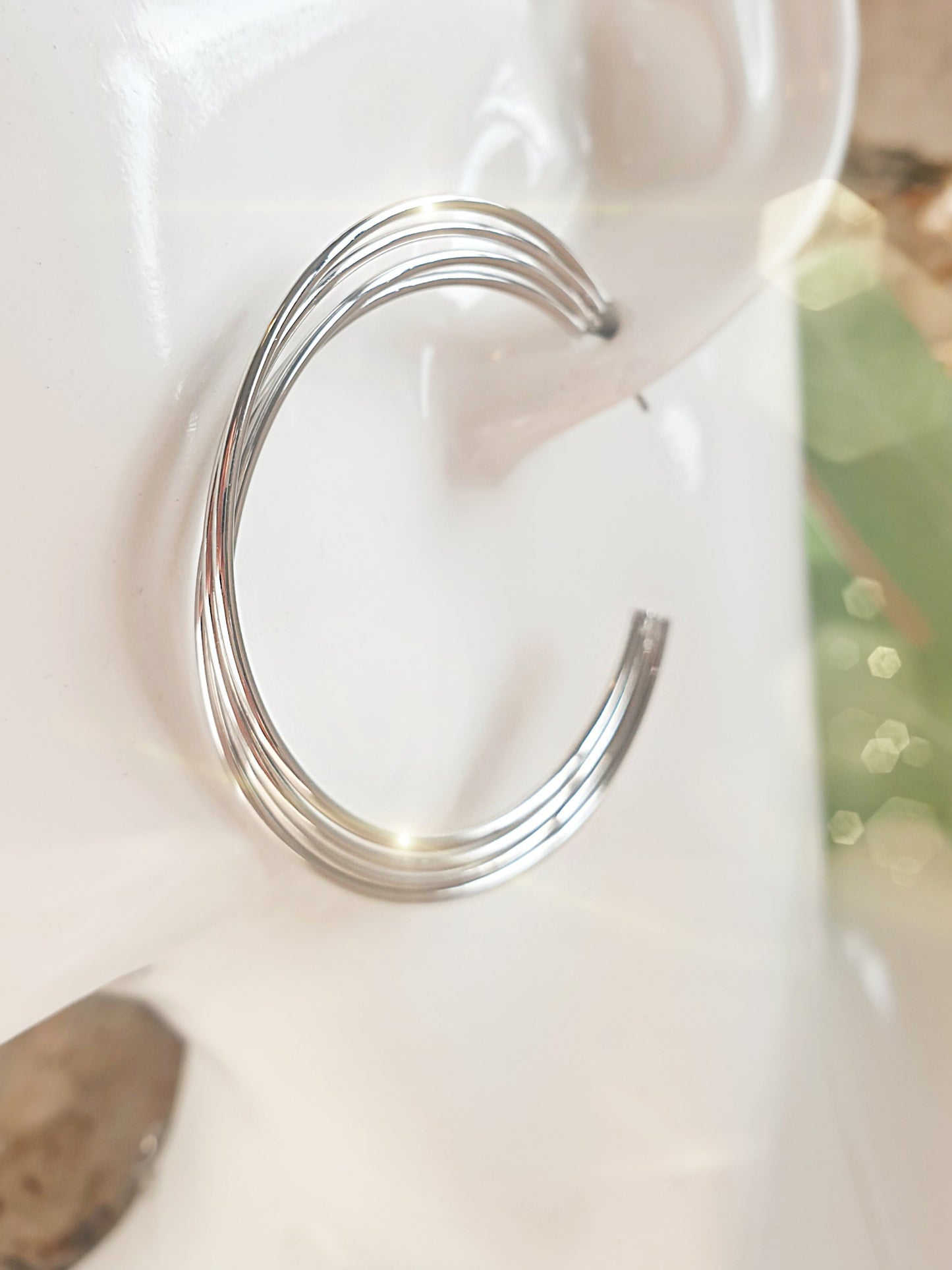 Große Creole aus Edelstahl mehrfach in Silber
