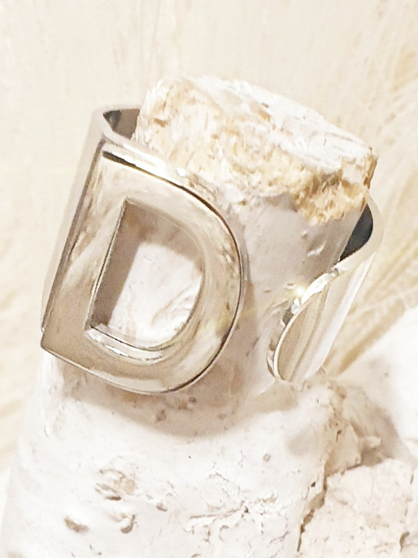 Edelstahl-Ring Buchstabe D