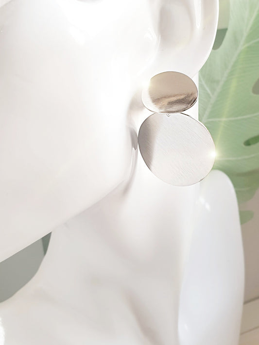 Große Ohrringe runde Form Silber