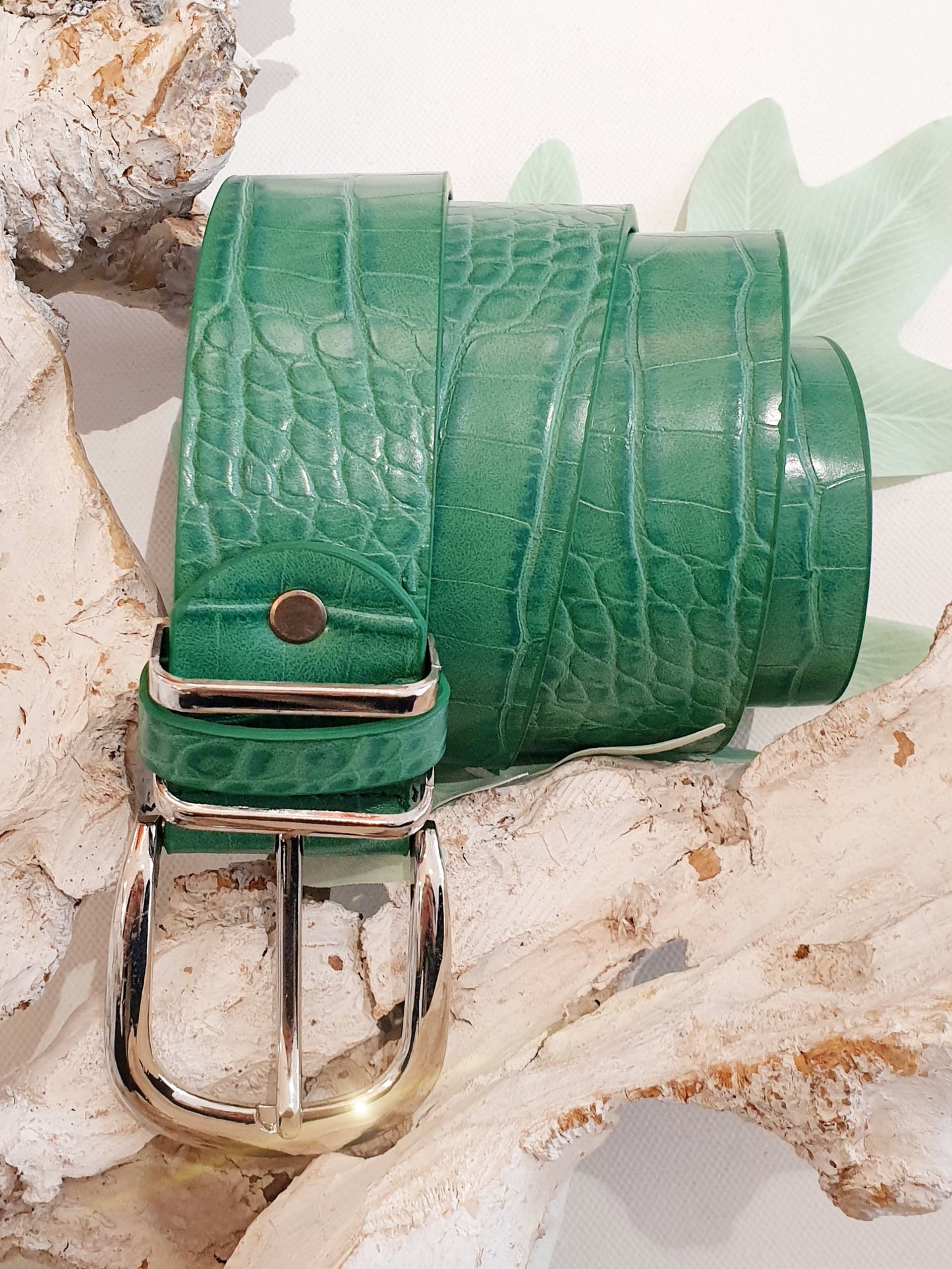 Gürtel Grün mit Krokoprägung