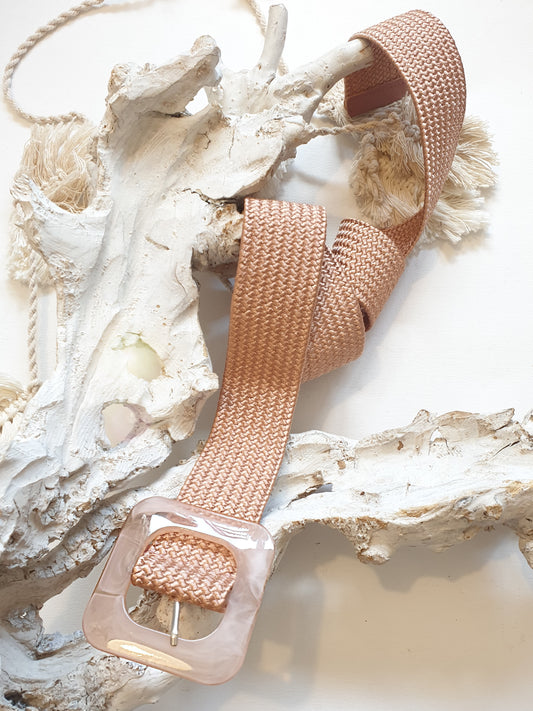 Breiter Stretchgürtel in Nude