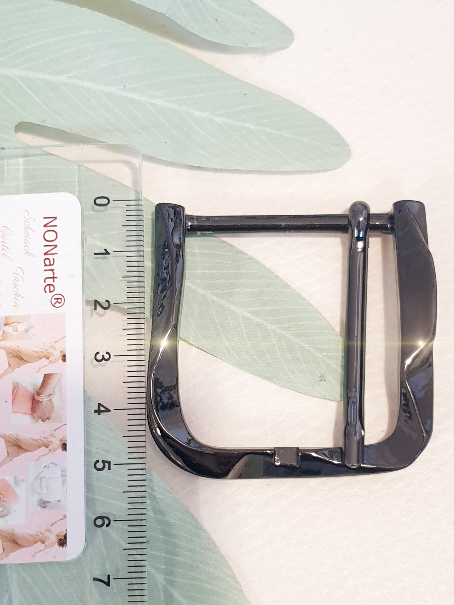 Gürtelschnalle 4cm Schwarz glänzend