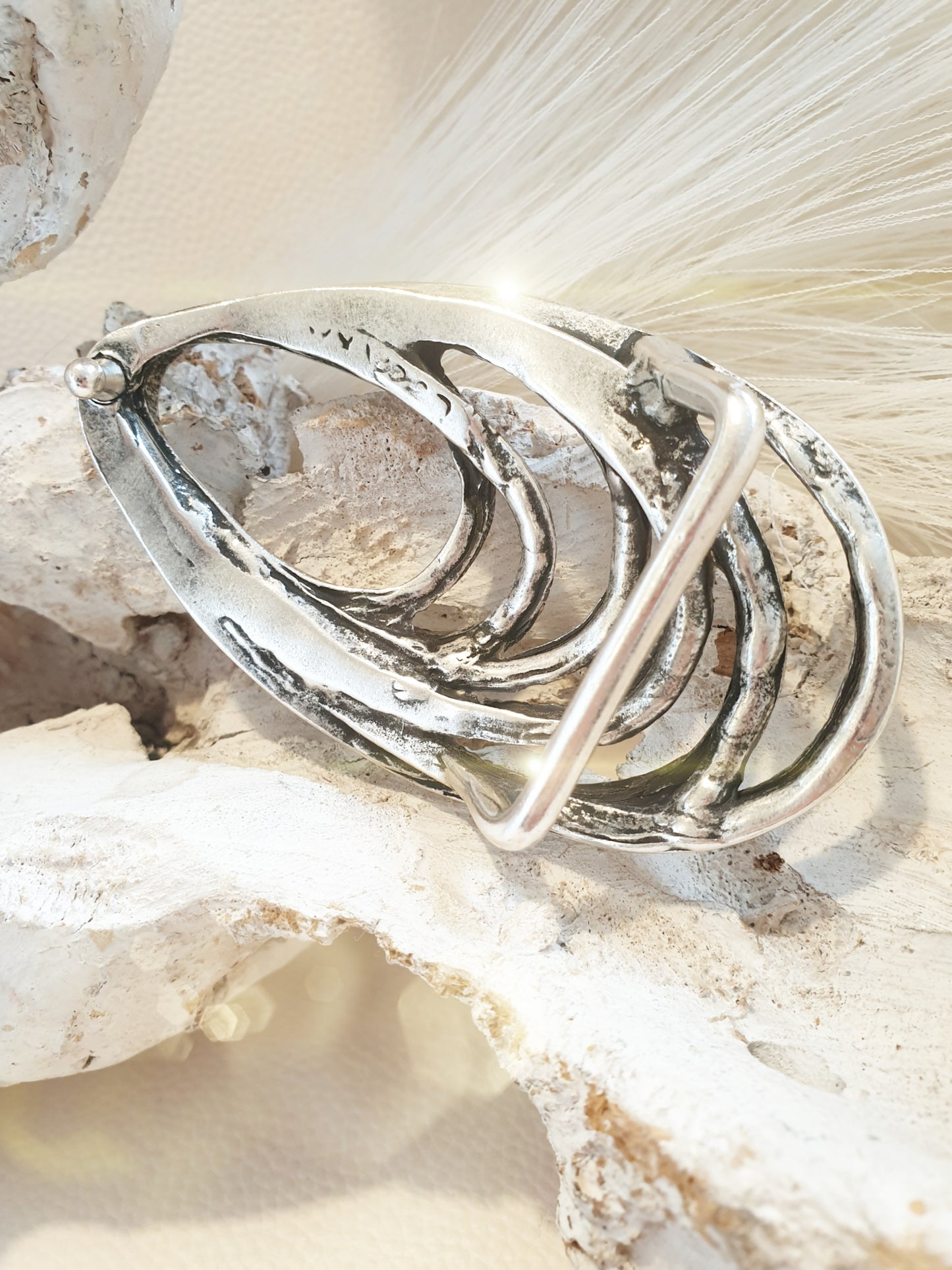 Gürtelschnalle Schneckenform antik Silber