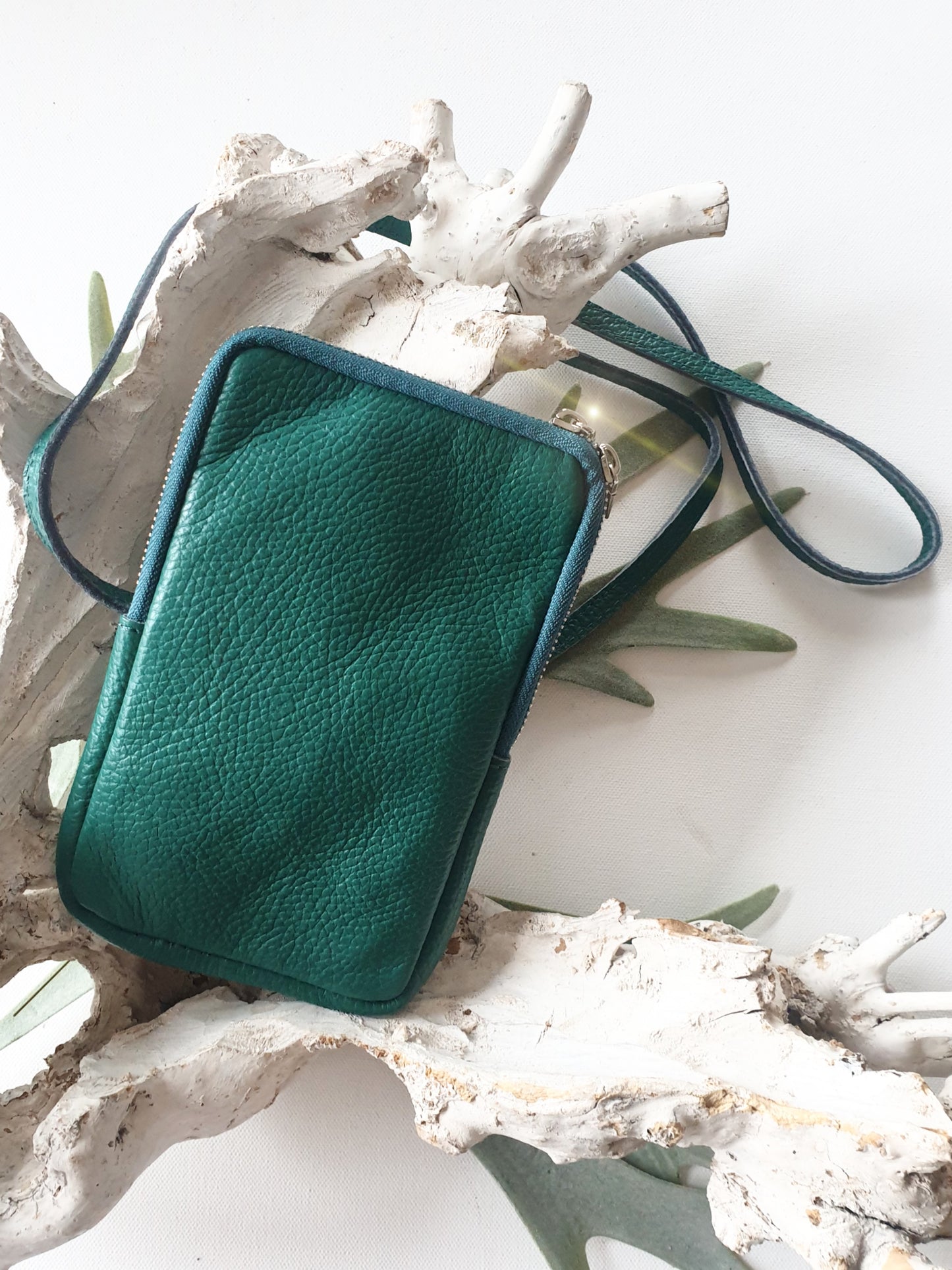 Tasche HANDYTASCHE Crossbody / PETROL BLAUGRÜN / Leder