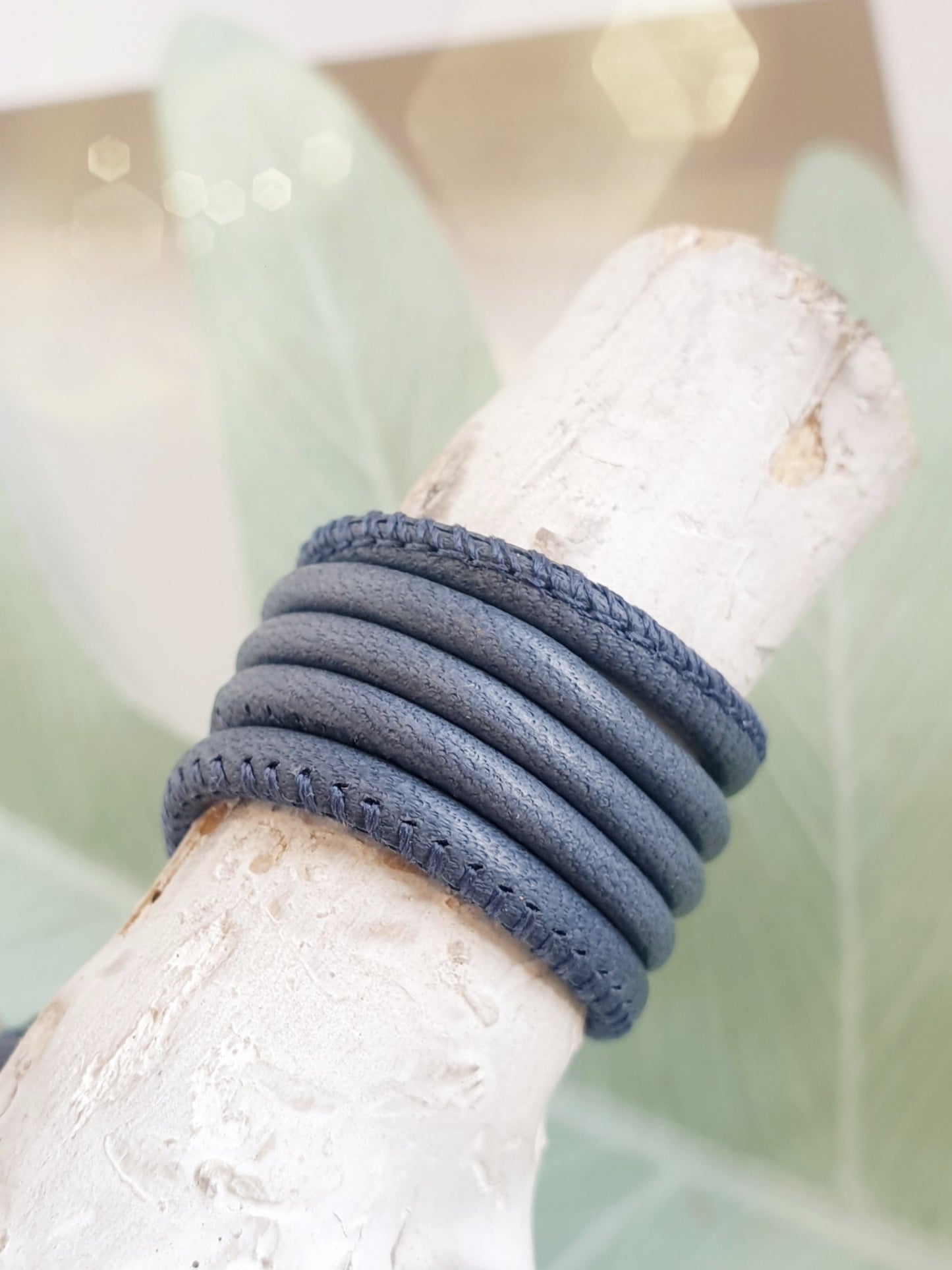 Leder für Kette  oder Armband Jeansblau