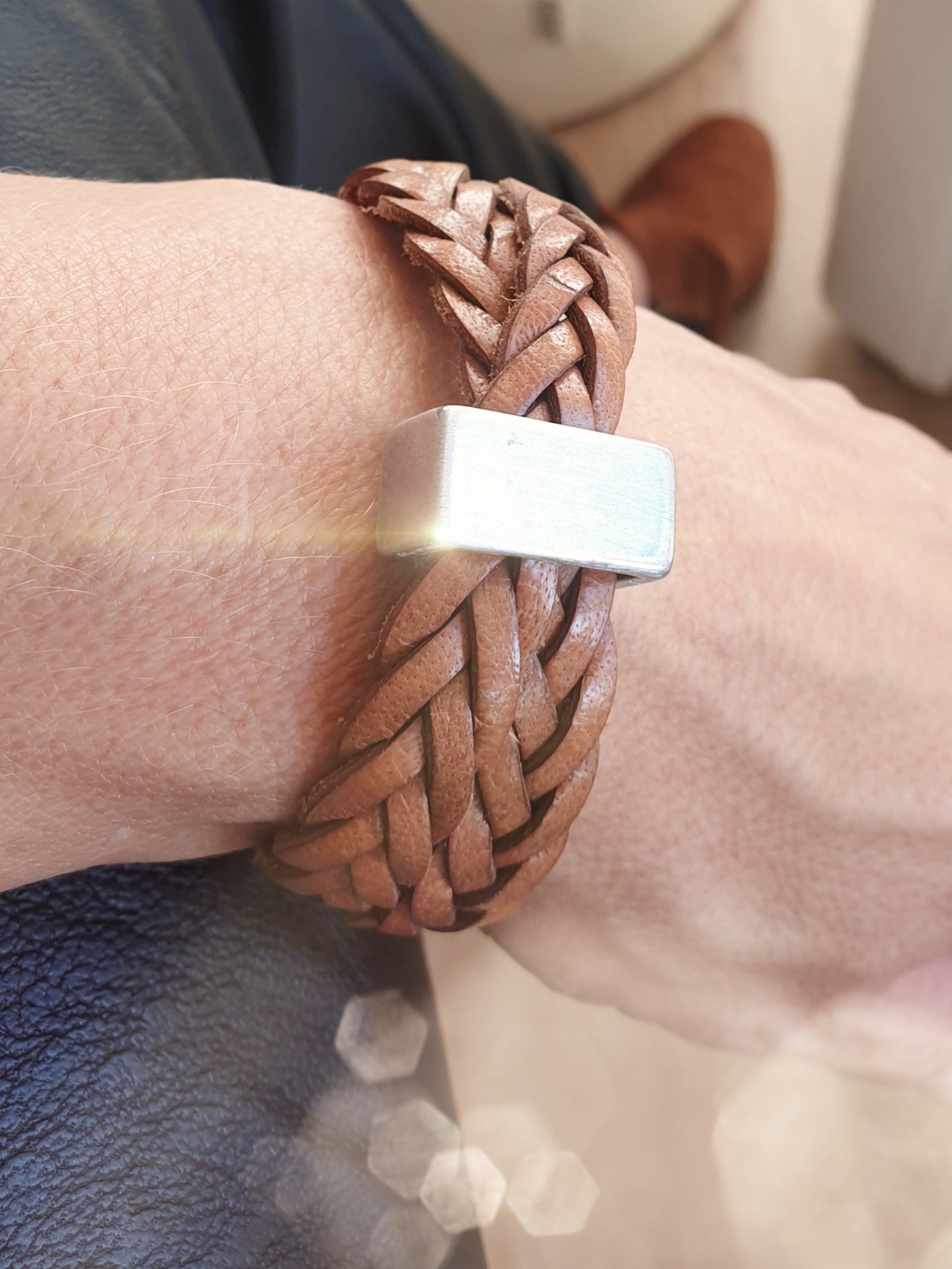 Geflochtenes Lederarmband Camel