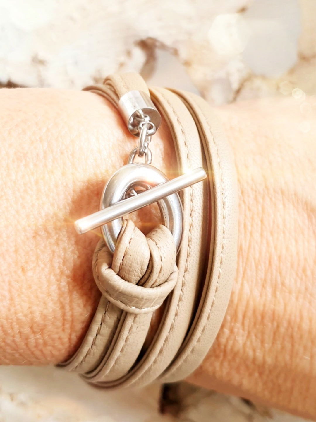 Lederarmband zum Wickeln in TAUPE