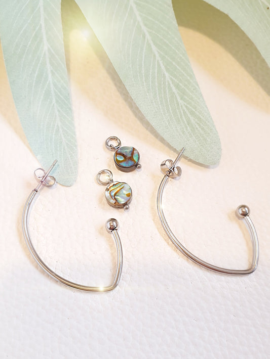 Creolen mit Steckverschluss und Pauamuschel Anhängern