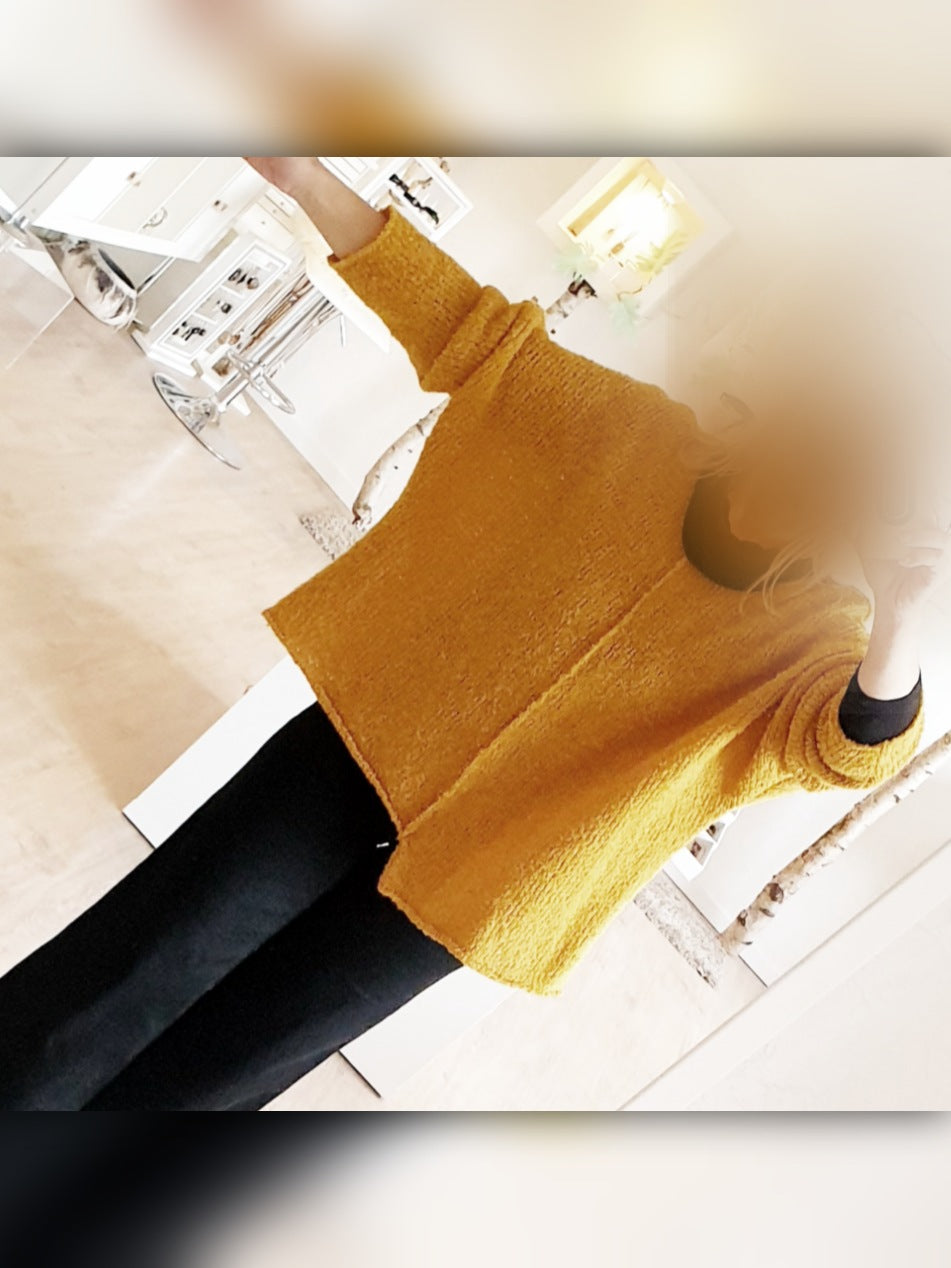 PULLOVER Oversize Pulli / SENFGELB / Boucléwolle