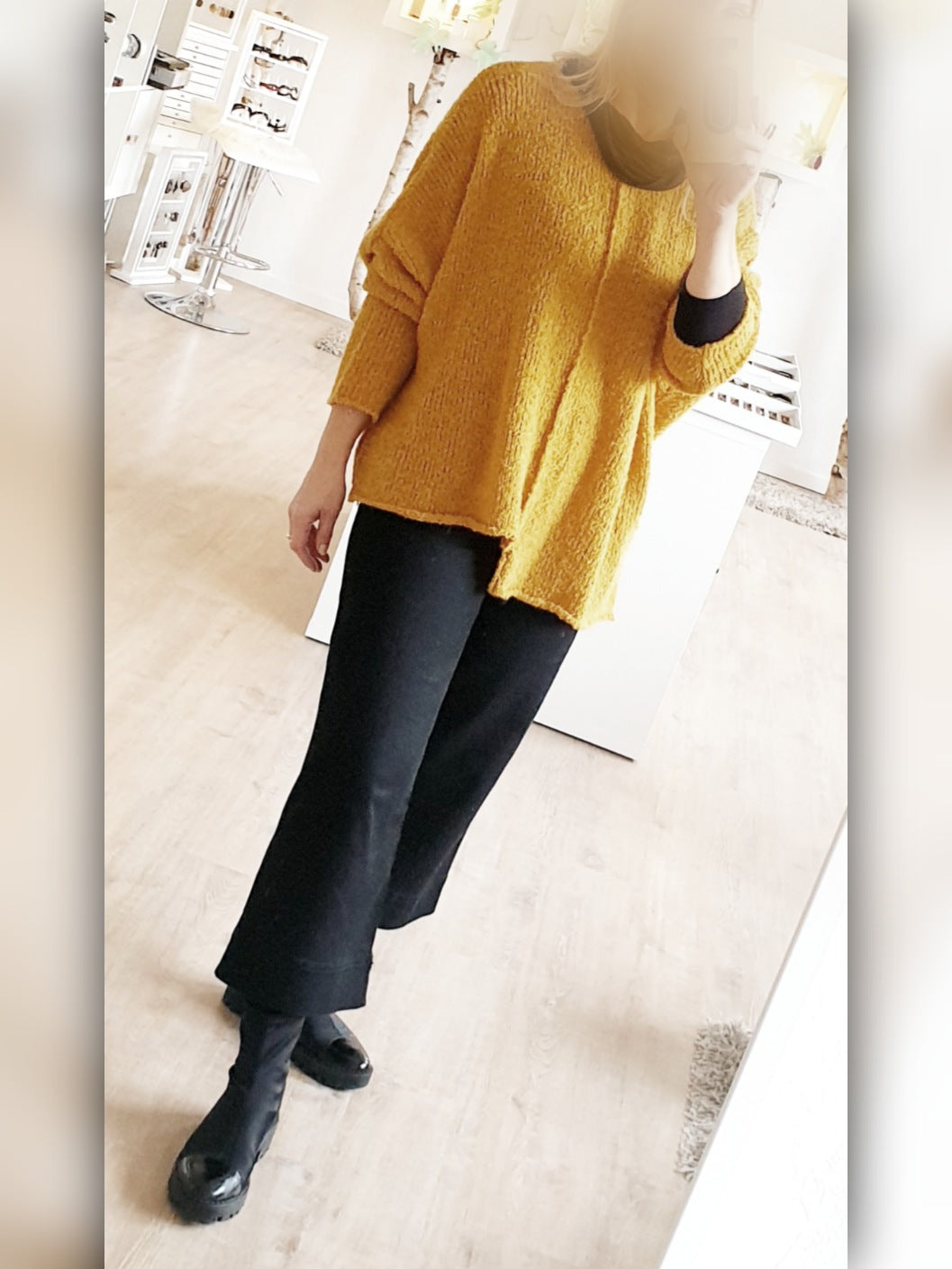 PULLOVER Oversize Pulli / SENFGELB / Boucléwolle