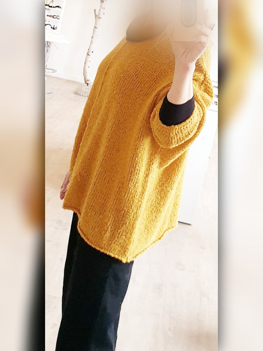 PULLOVER Oversize Pulli / SENFGELB / Boucléwolle