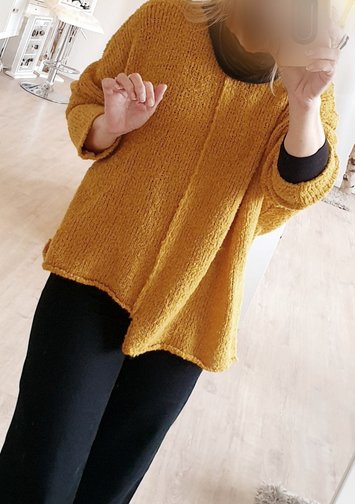 PULLOVER Oversize Pulli / SENFGELB / Boucléwolle