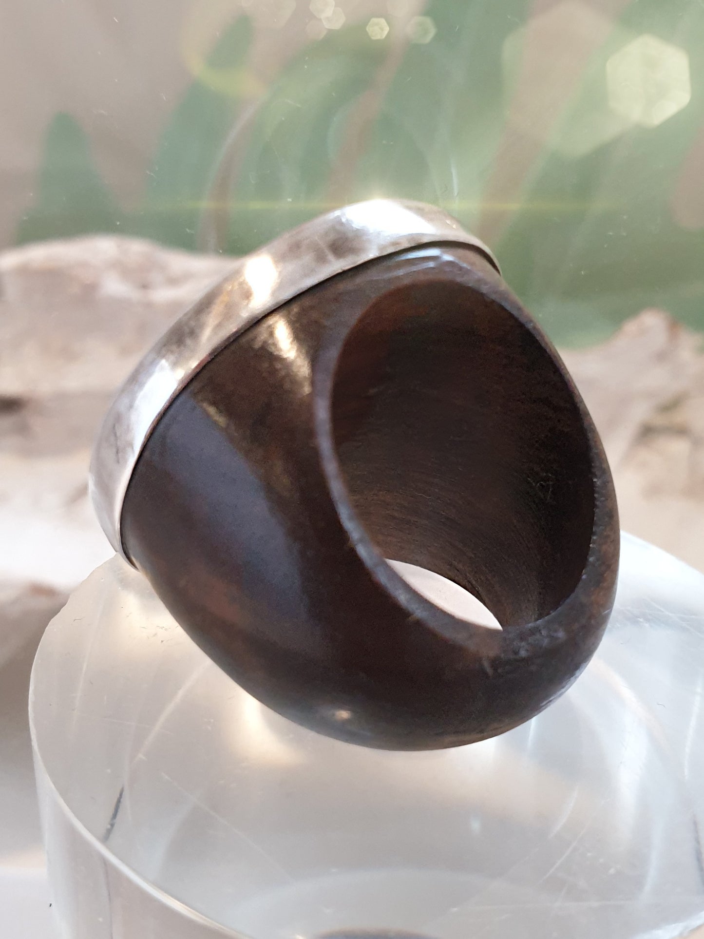 Holzring mit Sterlingsilber Auflage