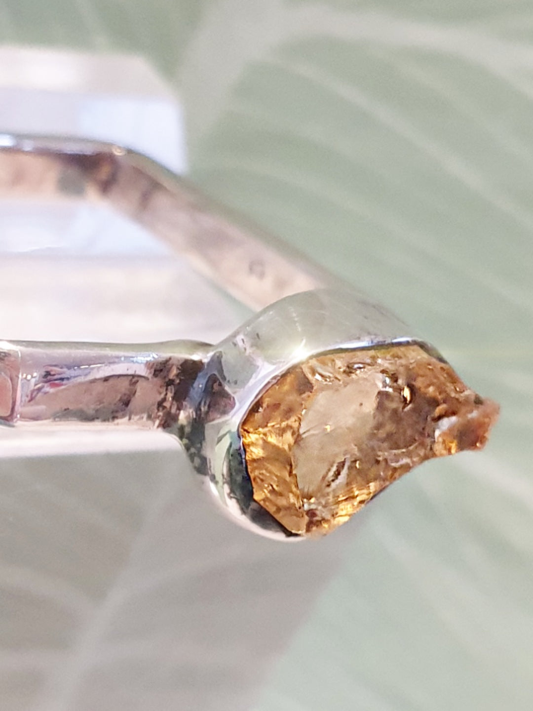 Eckiger Silberring mit citrin