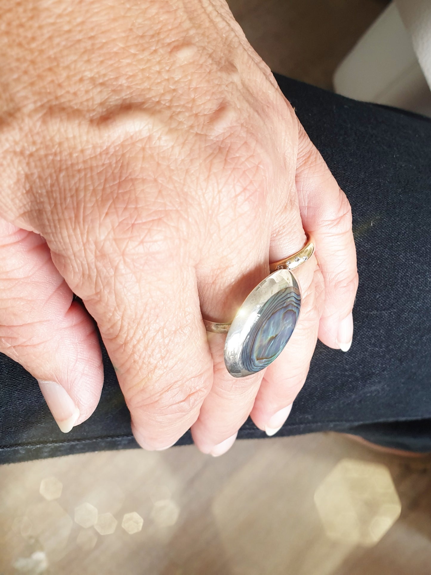 Großer Sterlingsilberring mit Paua Muschel