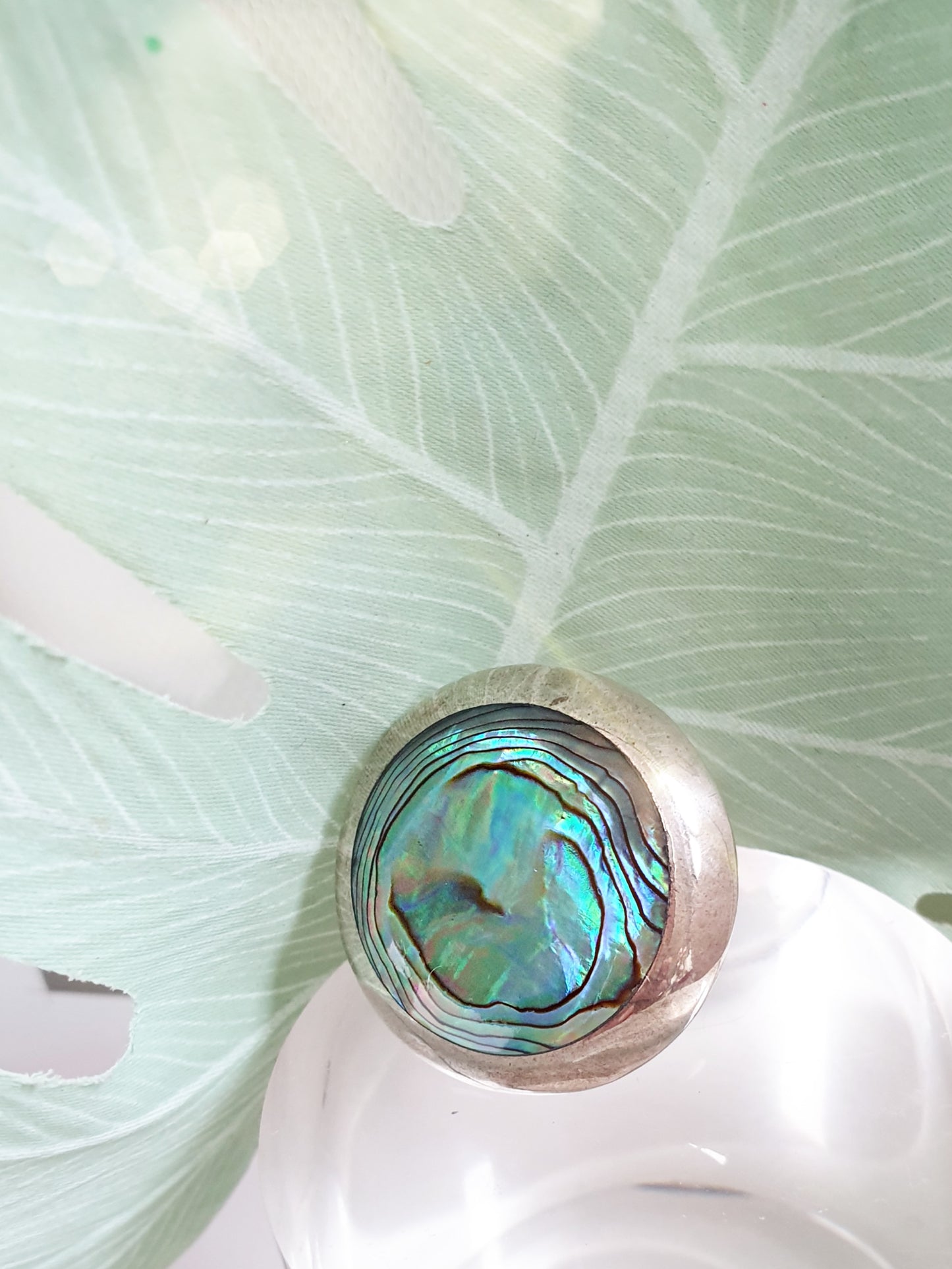 Paua Muschel Ring groß rund