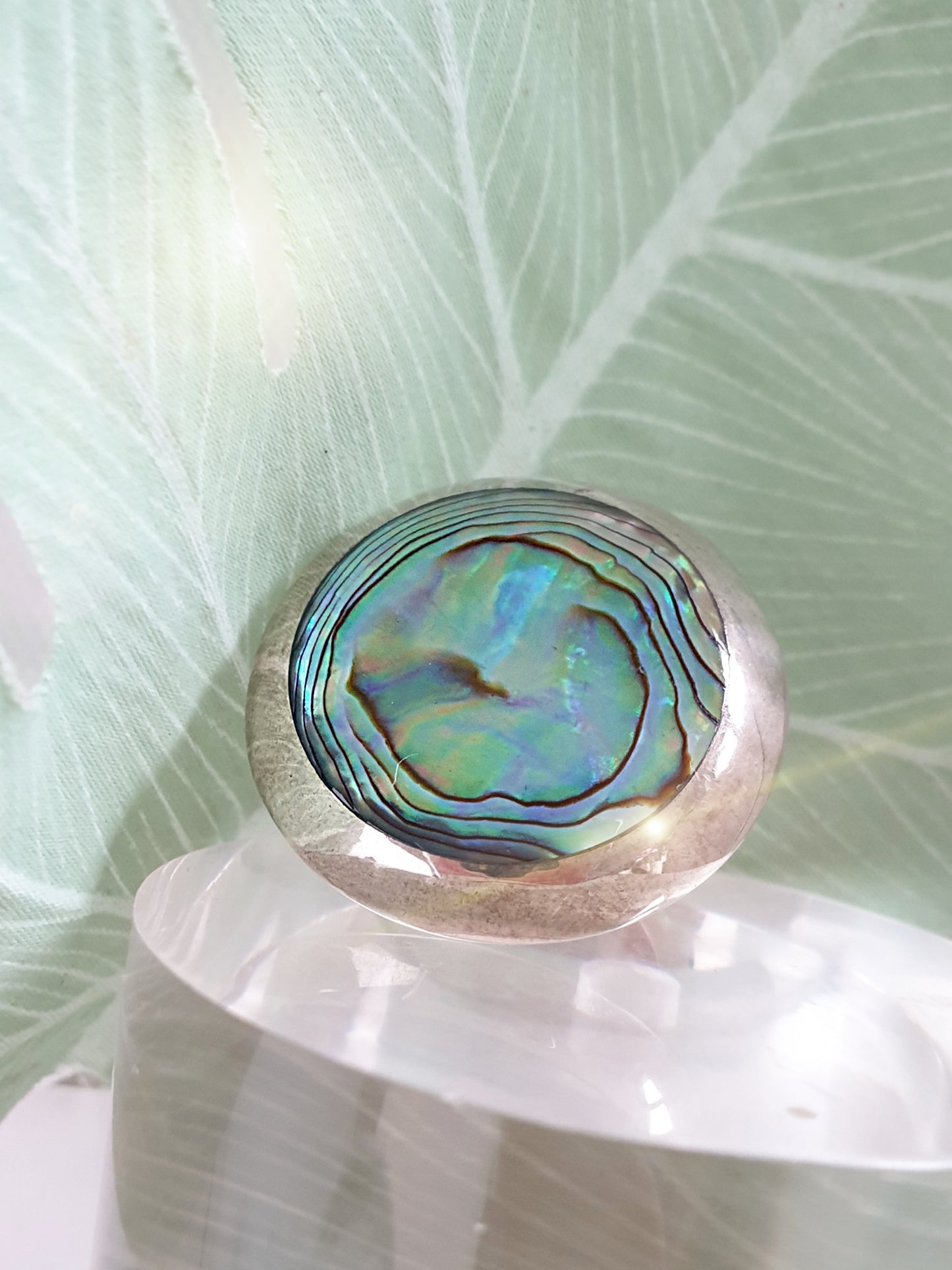 Ring groß rund Silber Paua Muschel