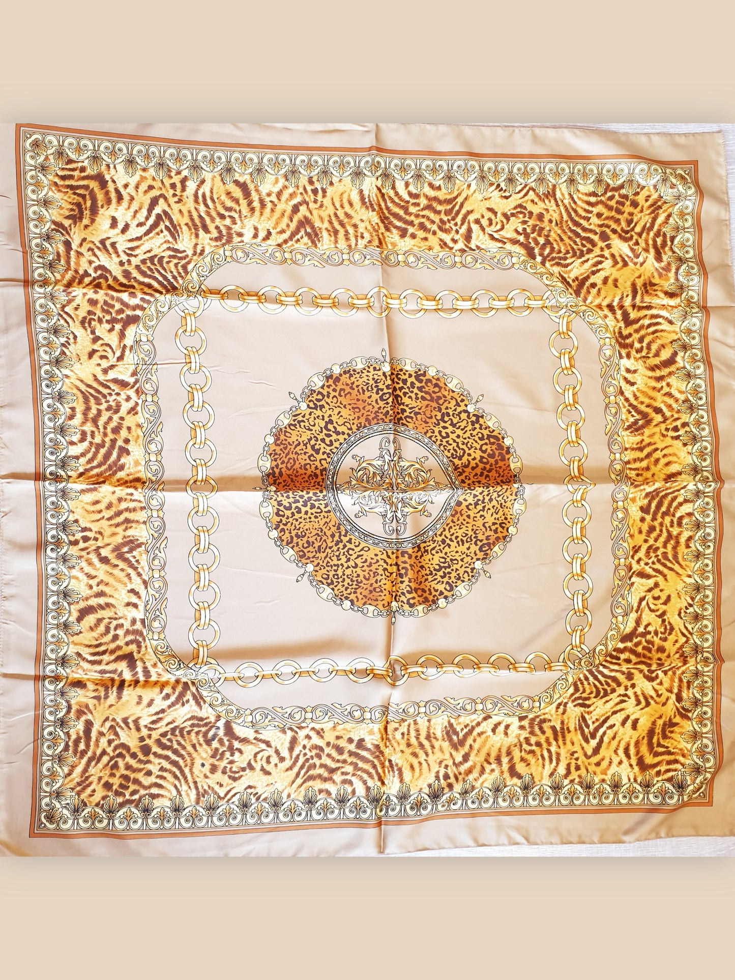 Carré Tuch Schal Camel gelb Leo Print floral